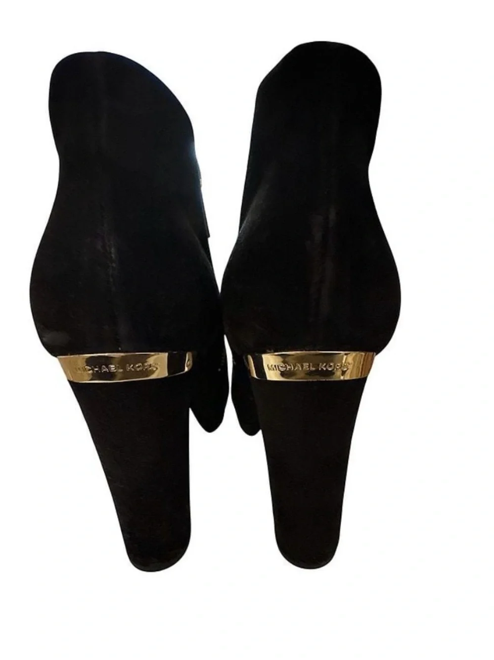 Michael Kors Black Suede Ankle Booties with Gold Zipper